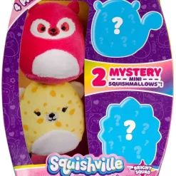 Promo ✔️ Squishmallows Squishville! Bright Squad 2-Inch Mini Plush 4-Pack Set 😍